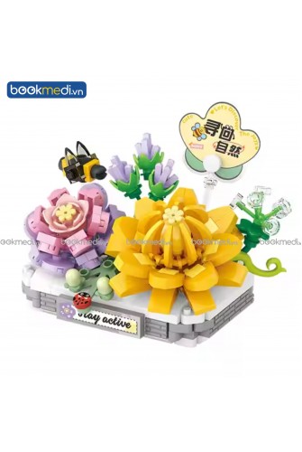 Đồ Chơi Lắp Ráp Mô Hình Chậu Hoa Sen Đá (Jade Lotus) Hãng Loz